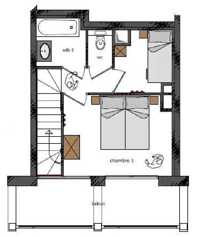 Rent in ski resort 4 room duplex apartment 7 people (401) - Le Roc Noir - La Rosière - Plan