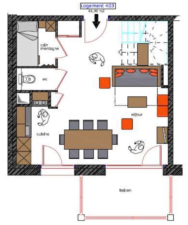 Location au ski Appartement duplex 3 pièces cabine 7 personnes (403) - Le Roc Noir - La Rosière - Plan