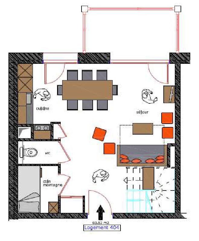 Location au ski Appartement duplex 3 pièces cabine 7 personnes (404) - Le Roc Noir - La Rosière - Plan