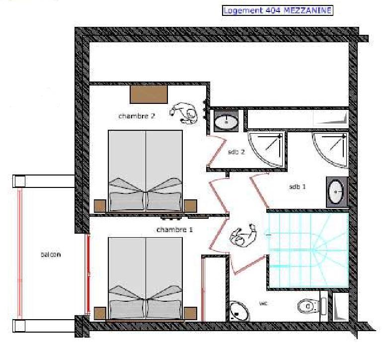 Rent in ski resort 3 room duplex apartment cabin 7 people (404) - Le Roc Noir - La Rosière - Plan