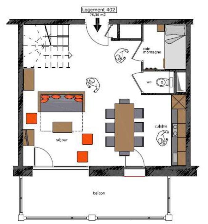 Location au ski Appartement duplex 3 pièces cabine 8 personnes (402) - Le Roc Noir - La Rosière - Plan