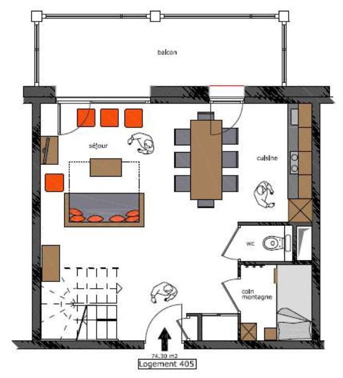 Skiverleih Duplex Wohnung 3 Zimmer Kabine 8 Personnen (405) - Le Roc Noir - La Rosière - Plan