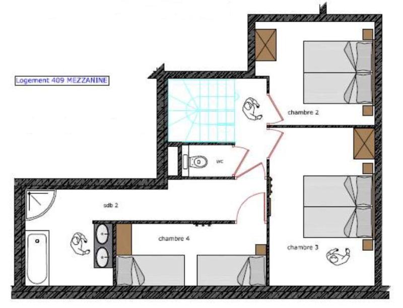 Location au ski Appartement duplex 4 pièces cabine 8 personnes (409) - Le Roc Noir - La Rosière - Plan