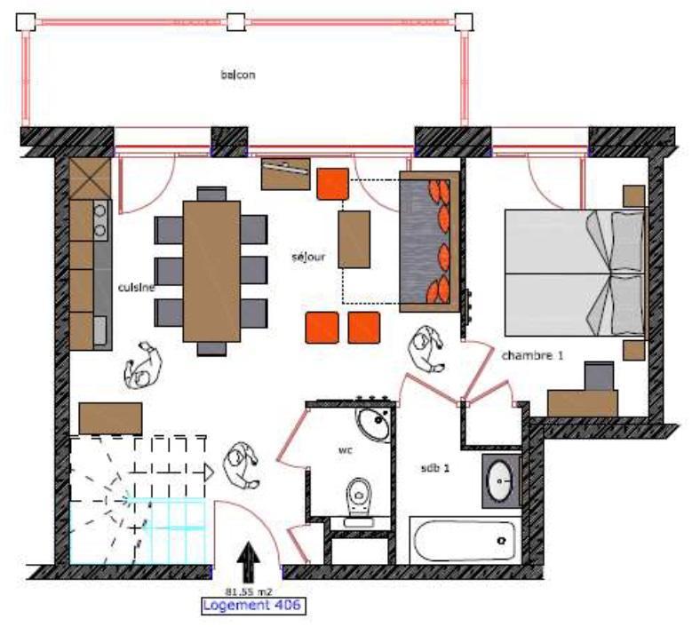 Rent in ski resort 4 room duplex apartment 10 people (406) - Le Roc Noir - La Rosière - Plan