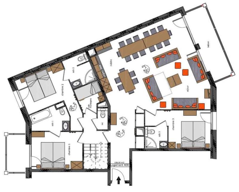 Wynajem na narty Apartament duplex 9 pokojowy 20 osób (408) - Le Roc Noir - La Rosière - Plan