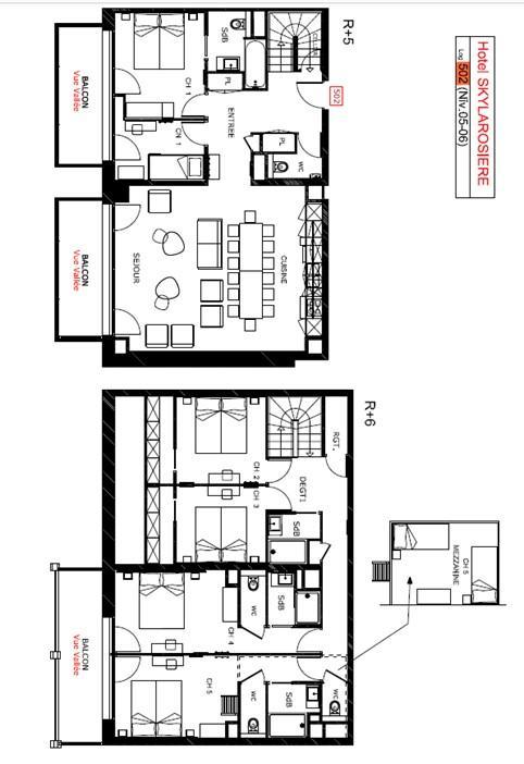 Location au ski Appartement duplex 6 pièces 14 personnes (502) - Résidence Hôtelière Sky - La Rosière - Plan