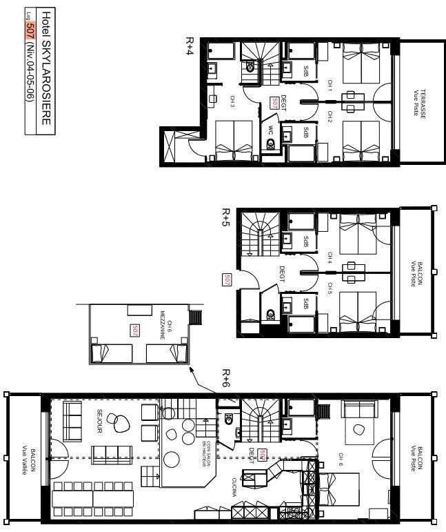 Location au ski Appartement triplex 7 pièces 16 personnes (507) - Résidence Hôtelière Sky - La Rosière - Plan