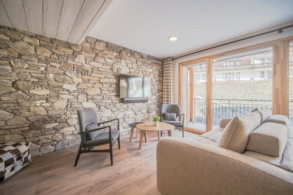 Ski verhuur Appartement duplex 4 kamers 6 personen (505) - Résidence Hôtelière Sky - La Rosière - Woonkamer