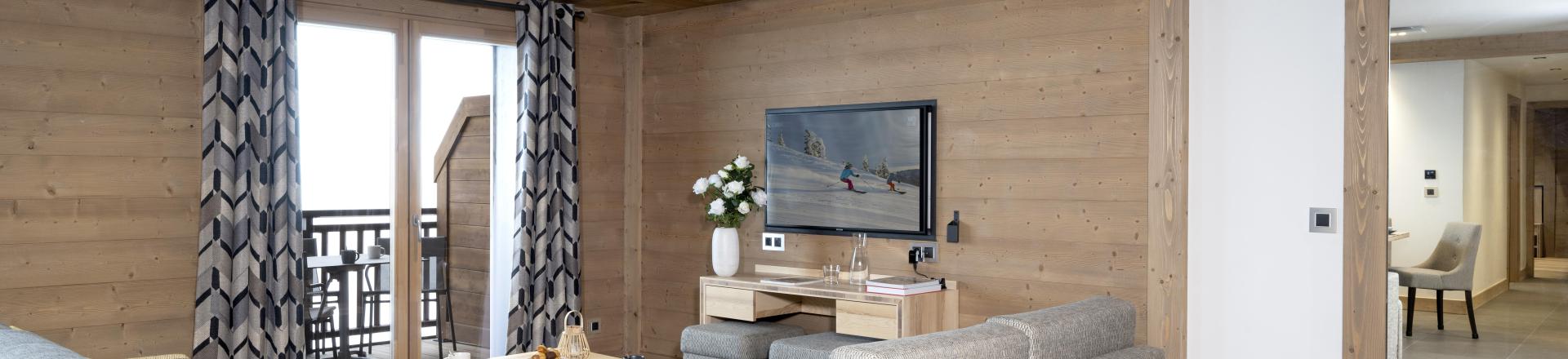 Skiverleih 3-Zimmer-Appartment für 6 Personen - Résidence Alpen Lodge - La Rosière - Wohnzimmer