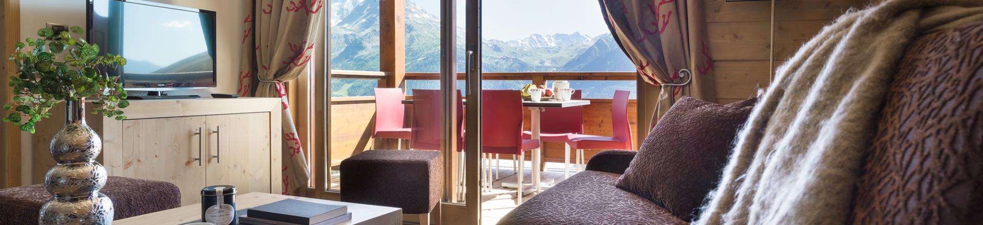 Skiverleih Résidence Boutique Le Lodge Hemera - La Rosière - Wohnzimmer