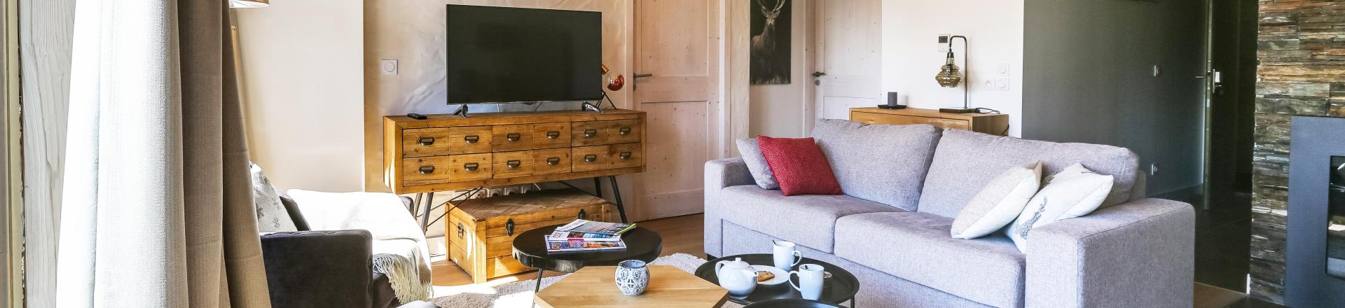 Rent in ski resort Résidence Terresens Le Hameau de Barthélémy - La Rosière - Living room