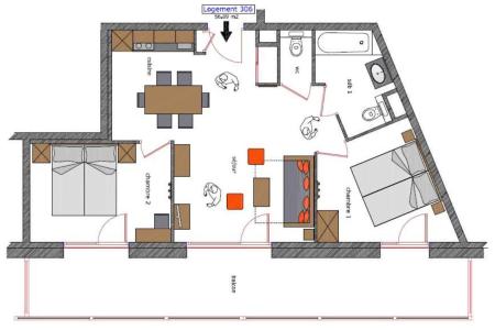 Ski verhuur Appartement 3 kamers 6 personen (306) - Le Roc Noir - La Rosière - Kaart