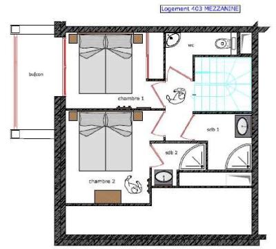 Location au ski Appartement duplex 3 pièces cabine 7 personnes (403) - Le Roc Noir - La Rosière - Plan