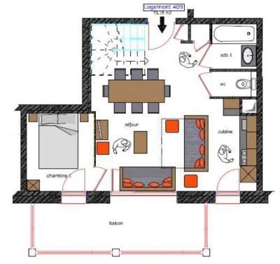 Location au ski Appartement duplex 4 pièces cabine 8 personnes (409) - Le Roc Noir - La Rosière - Plan