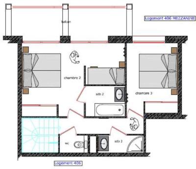 Wynajem na narty Apartament duplex 4 pokojowy 10 osób (406) - Le Roc Noir - La Rosière - Plan