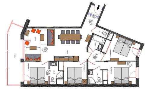 Ski verhuur Appartement 4 kabine kamers 10 personen (305) - Le Roc Noir - La Rosière - Kaart