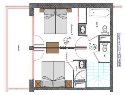 Wynajem na narty Apartament duplex 5 pokojowy 10 osób (202) - Le Roc Noir - La Rosière - Plan