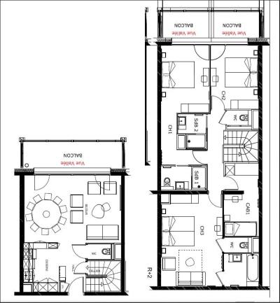 Location au ski Appartement duplex 4 pièces cabine 8-10 personnes - Résidence Hôtelière Sky - La Rosière - Plan