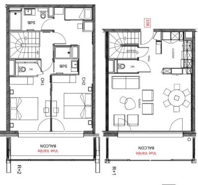 Location au ski Appartement duplex 3 pièces 6 personnes (106) - Résidence Hôtelière Sky - La Rosière - Plan