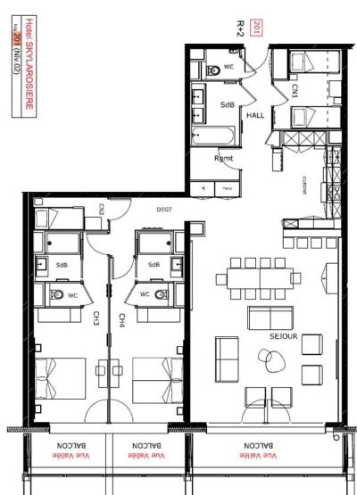 Rent in ski resort 10 room triplex chalet 26 people (Sky) - Résidence Hôtelière Sky - La Rosière - Plan