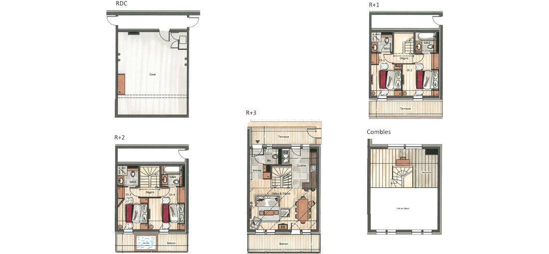 Ski verhuur Chalet 5 kamers 10 personen (YL2) - Yellowstone Lodge - La Tania - Kast