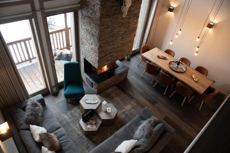 Ski verhuur Chalet 5 kamers 8-10 personen (YL3) - Yellowstone Lodge - La Tania - Woonkamer