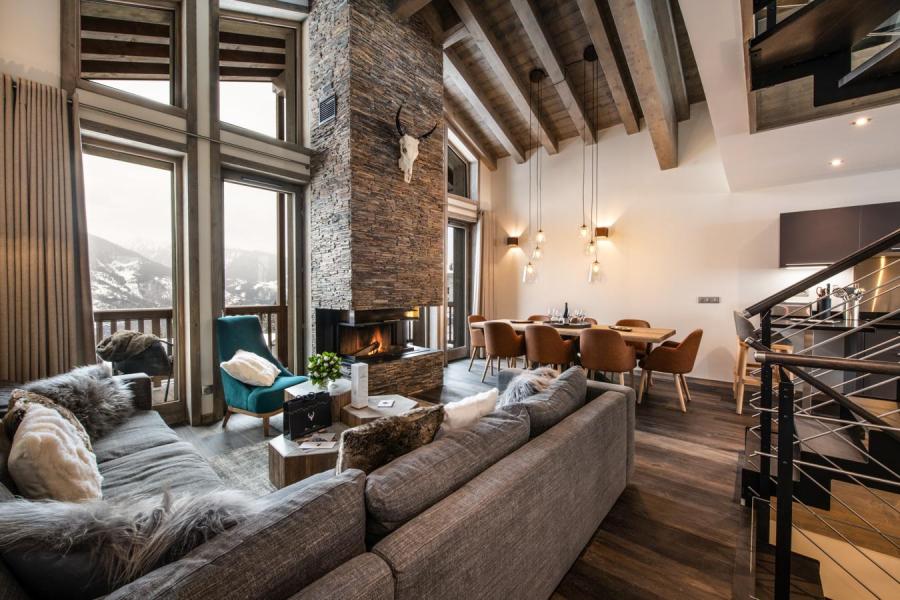 Ski verhuur Chalet 5 kamers 8-10 personen (YL3) - Yellowstone Lodge - La Tania - Woonkamer