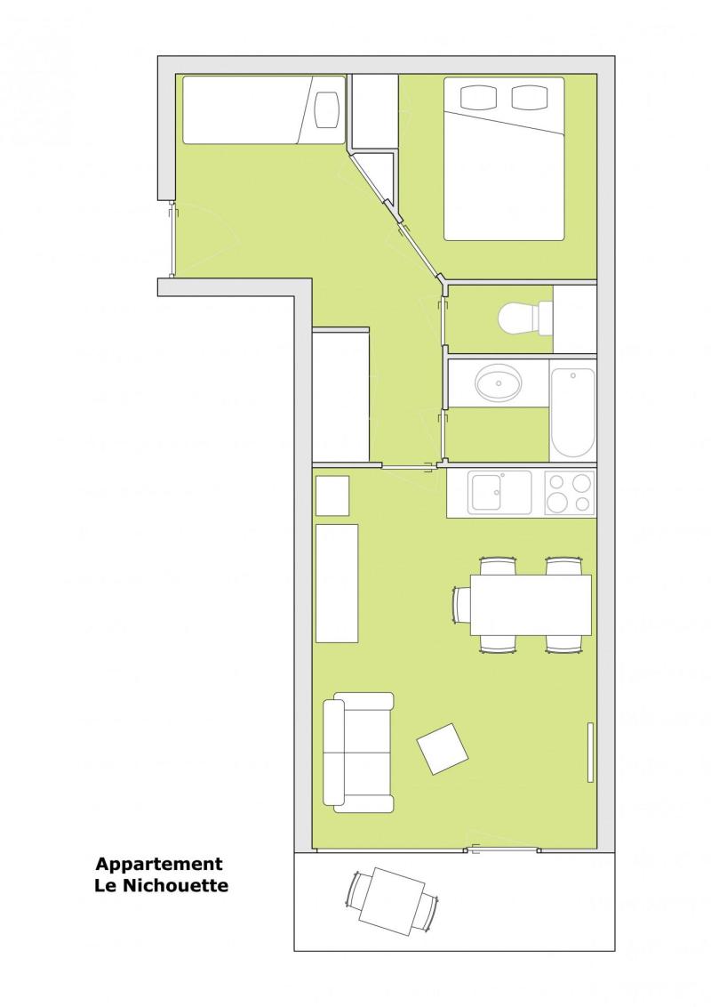 Location au ski Appartement 2 pièces 5 personnes (01) - Résidence le Champel - Le Grand Bornand - Plan