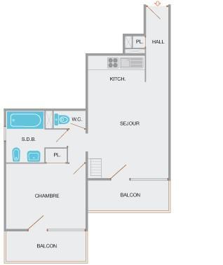 Skiverleih 2-Zimmer-Appartment für 6 Personen (1B) - Résidence les Roches Fleuries - Le Grand Bornand - Plan