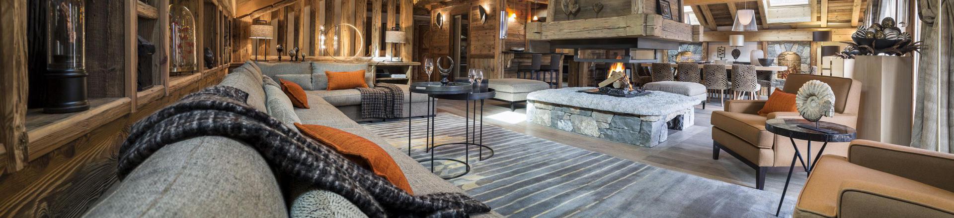 Rent in ski resort 7 room triplex chalet 16 people - Chalet la Ferme de Juliette - Le Grand Bornand - Living room