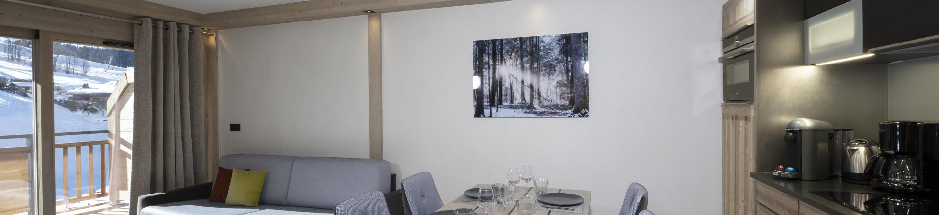 Аренда на лыжном курорте Апартаменты 2 комнат 4 чел. (confort) - Résidence le Roc des Tours - Le Grand Bornand - Салон