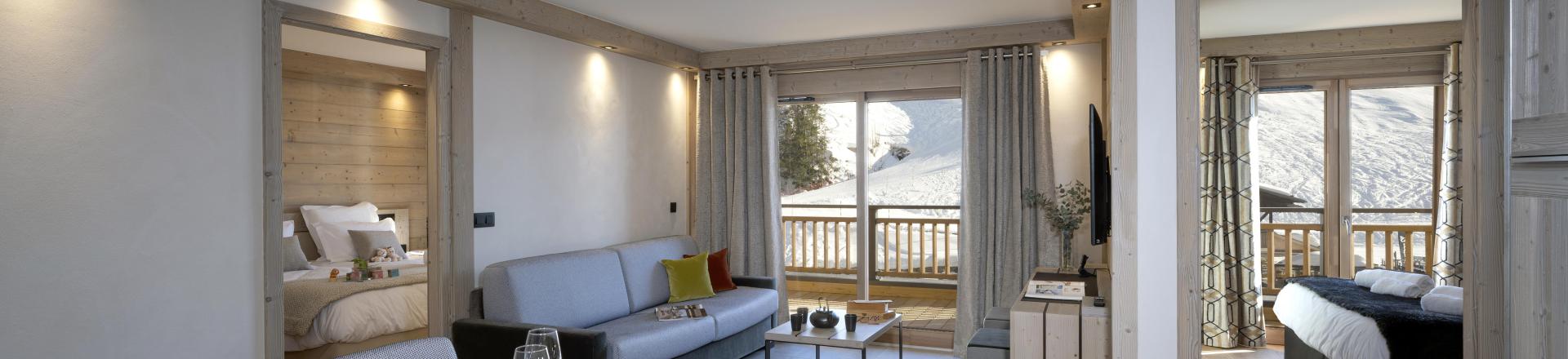 Wynajem na narty Apartament 3 pokojowy 6 osób (Prestiż) - Résidence le Roc des Tours - Le Grand Bornand - Pokój gościnny