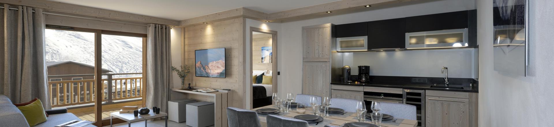 Alquiler al esquí Apartamento 3 piezas para 6 personas (Prestigio) - Résidence le Roc des Tours - Le Grand Bornand - Comedor