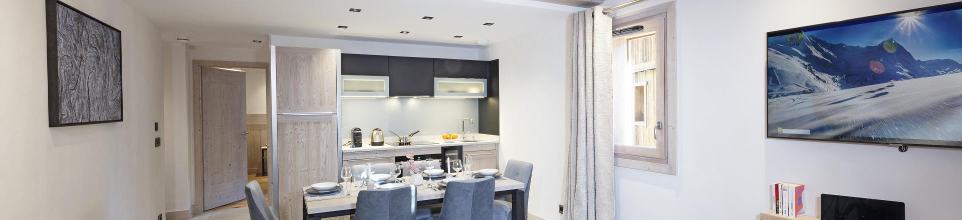 Skiverleih 3-Zimmer-Appartment für 6 Personen (Grand Confort) - Résidence les Chalets de Joy - Le Grand Bornand - Küche