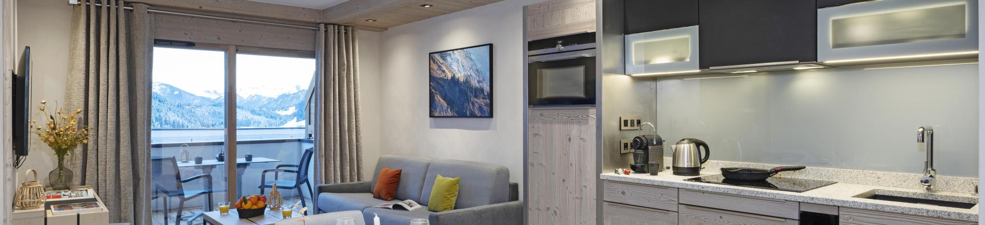 Ski verhuur Appartement 2 kamers 4 personen - Résidence les Chalets de Joy - Le Grand Bornand - Keukenblok