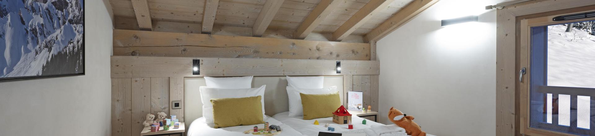 Ski verhuur Appartement 4 kamers 8 personen - Résidence les Chalets de Joy - Le Grand Bornand - Zolderkamer