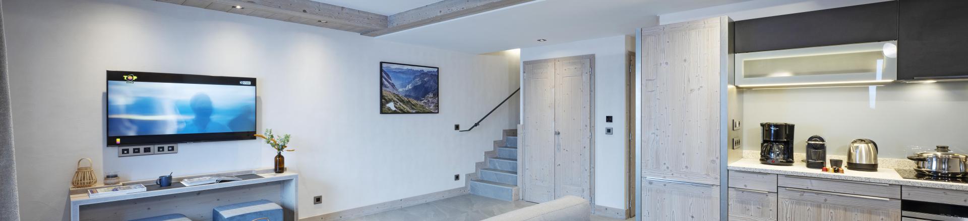 Ski verhuur Appartement duplex 3 kamers 6 personen - Résidence les Chalets de Joy - Le Grand Bornand - Woonkamer