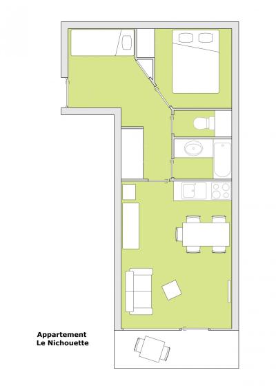 Location au ski Appartement 2 pièces 5 personnes (01) - Résidence le Champel - Le Grand Bornand - Plan