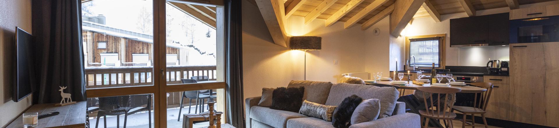 Rent in ski resort 3 room apartment cabin 8 people - Résidence Neige et Soleil - Les 2 Alpes - Living room