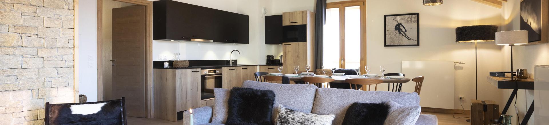 Rent in ski resort 4 room apartment cabin 10 people - Résidence Neige et Soleil - Les 2 Alpes - Living room
