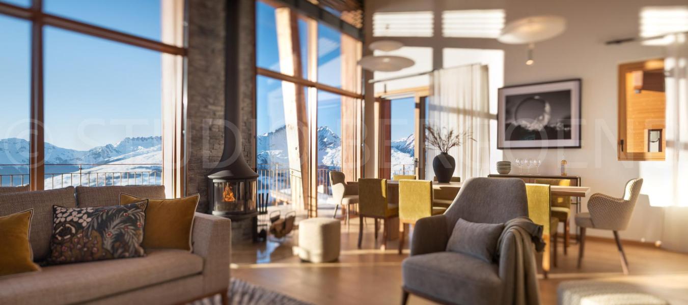 Rent in ski resort 8 room triplex chalet 14 people - Chalet L'Eden - Les Arcs - Living room