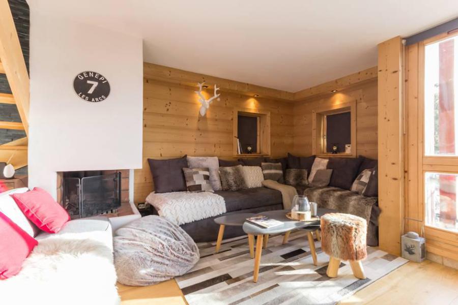 Skiverleih 4 Zimmer Maisonettewohnung für 8 Personen (925) - La Résidence le Thuria - Les Arcs - Wohnzimmer