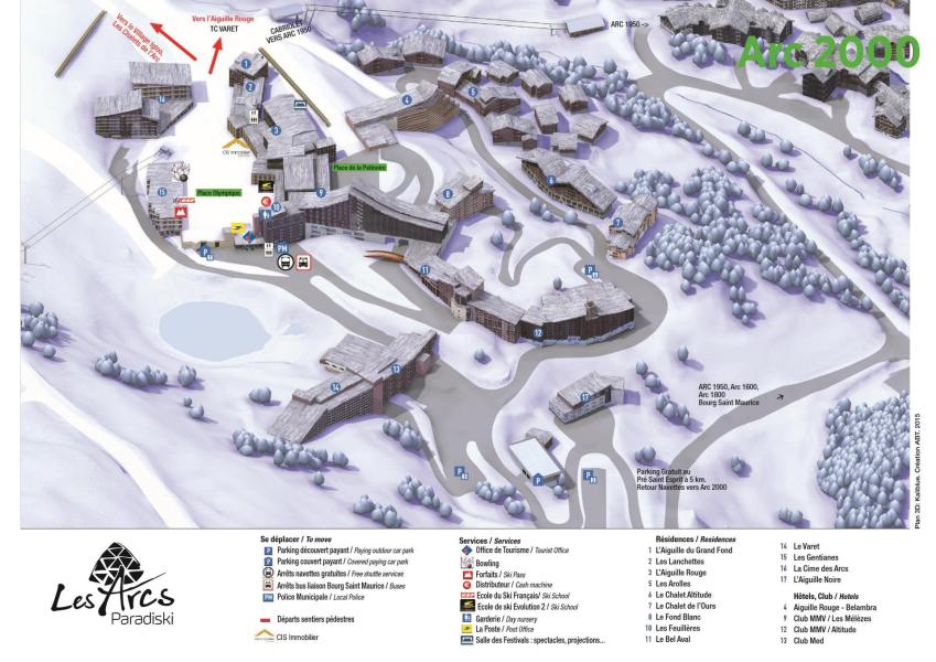Ski verhuur Résidence Aiguille Rouge - Les Arcs - Kaart