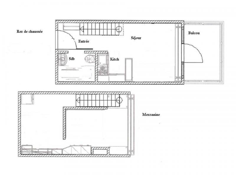 Location au ski Studio mezzanine 5 personnes (510) - Résidence Archeboc - Les Arcs - Plan