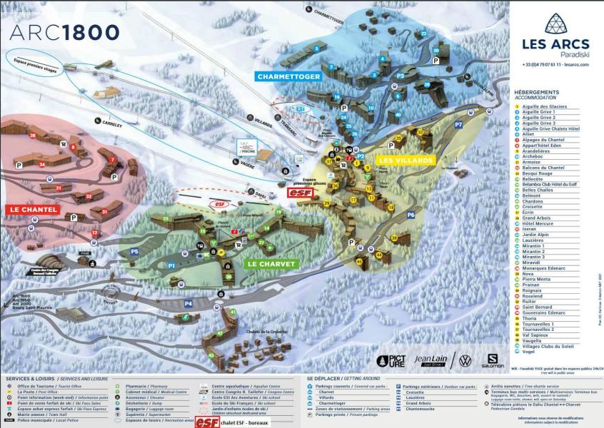 Ski verhuur Résidence Belles Challes - Les Arcs - Kaart