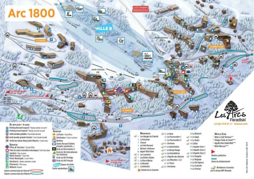 Ski verhuur Studio bergnis 4 personen (009) - Résidence Miravidi - Les Arcs - Kaart