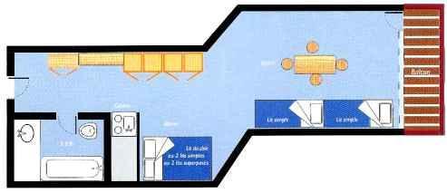 Rent in ski resort Studio sleeping corner 4 people (013) - Résidence Miravidi - Les Arcs - Plan
