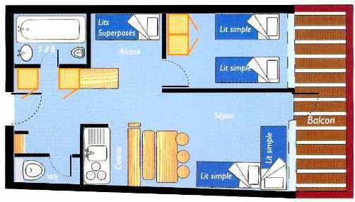 Soggiorno sugli sci Appartamento 2 stanze per 6 persone (822) - Résidence Nova - Les Arcs - Mappa