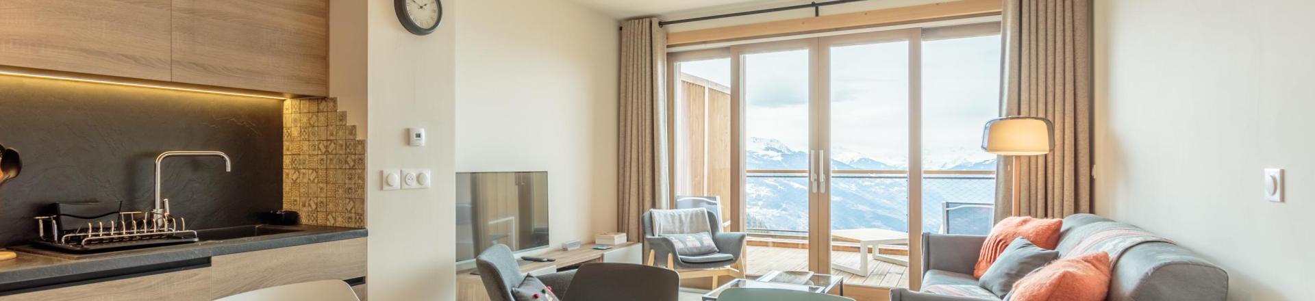 Skiverleih 3-Zimmer-Appartment für 6 Personen (113) - Résidence le Ridge - Les Arcs - Wohnzimmer