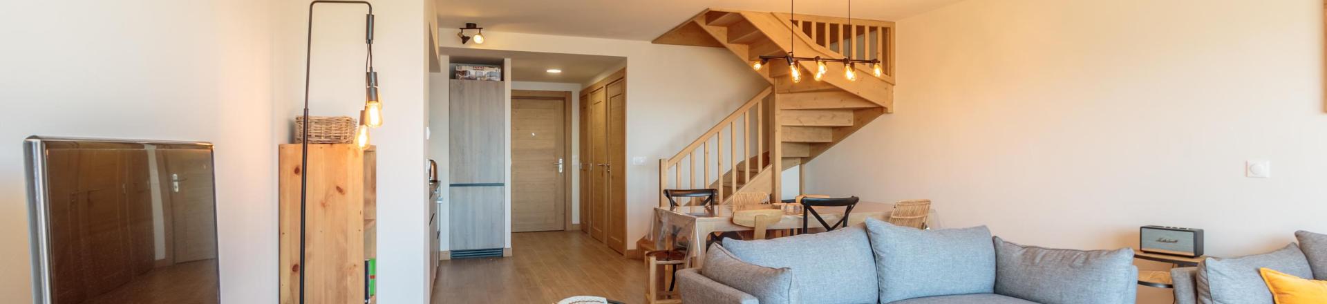 Ski verhuur Appartement 4 kamers 10 personen (110) - Résidence le Ridge - Les Arcs - Woonkamer